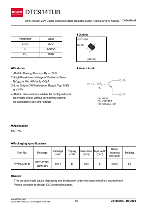 DTC914TUB Datasheet PDF ROHM Semiconductor
