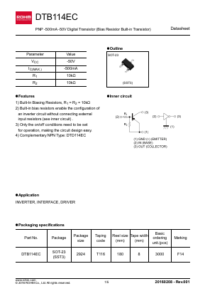DTB114EC Datasheet PDF ROHM Semiconductor