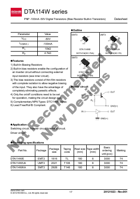 DTA114WE Datasheet PDF ROHM Semiconductor