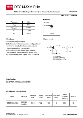 DTC143XMFHA Datasheet PDF ROHM Semiconductor