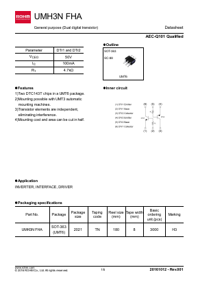 UMH3NFHA Datasheet PDF ROHM Semiconductor
