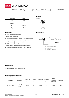DTA124XCA Datasheet PDF ROHM Semiconductor