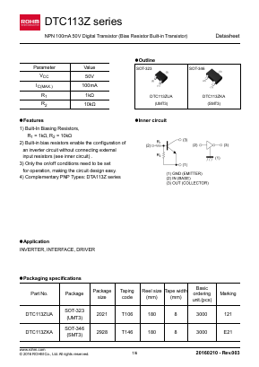 DTC113ZUA Datasheet PDF ROHM Semiconductor