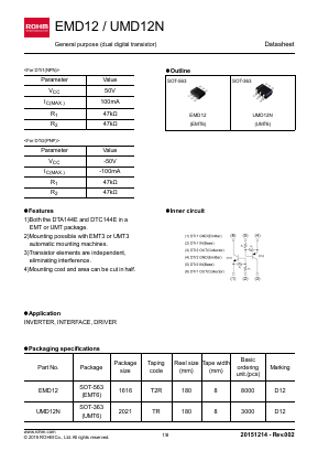 EMD12 Datasheet PDF ROHM Semiconductor