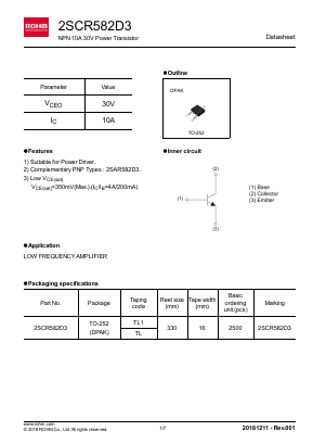 2SCR582D3 Datasheet PDF ROHM Semiconductor