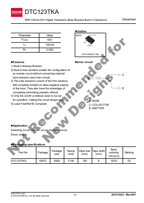 DTC123TKA Datasheet PDF ROHM Semiconductor