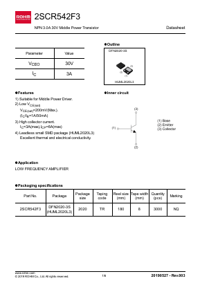 2SCR542F3 Datasheet PDF ROHM Semiconductor