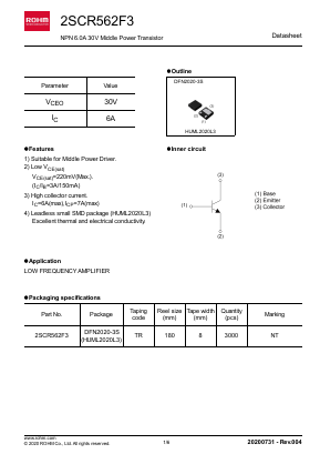 2SCR562F3 Datasheet PDF ROHM Semiconductor