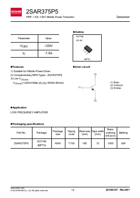 2SAR375P5 Datasheet PDF ROHM Semiconductor