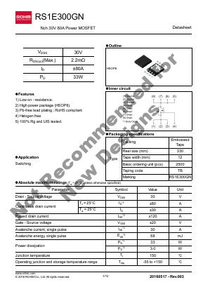 RS1E300GN Datasheet PDF ROHM Semiconductor