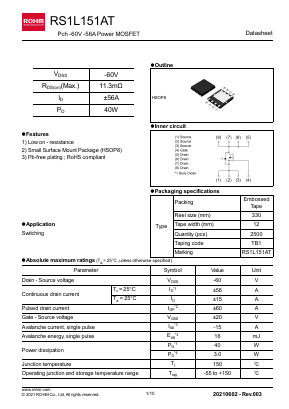 RS1L151AT Datasheet PDF ROHM Semiconductor