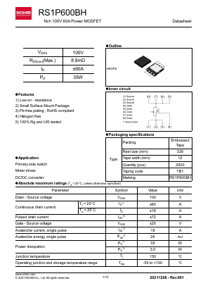 RS1P600BH Datasheet PDF ROHM Semiconductor