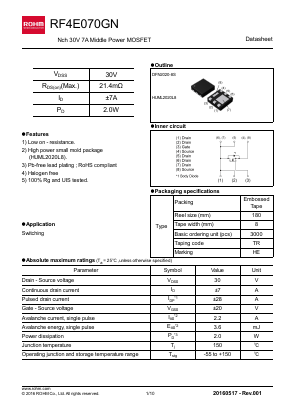 RF4E070GN Datasheet PDF ROHM Semiconductor
