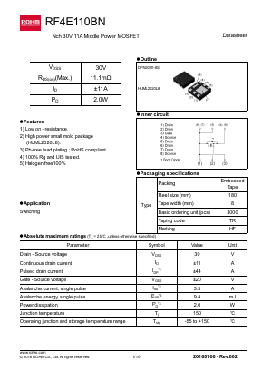 RF4E110BN Datasheet PDF ROHM Semiconductor