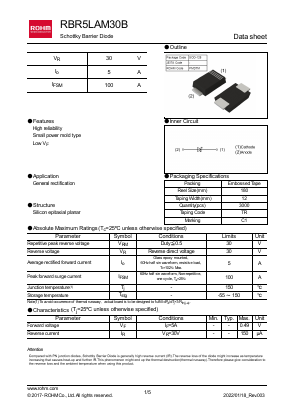RBR5LAM30B Datasheet PDF ROHM Semiconductor