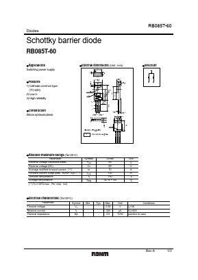 RB085T-60 Datasheet PDF ROHM Semiconductor