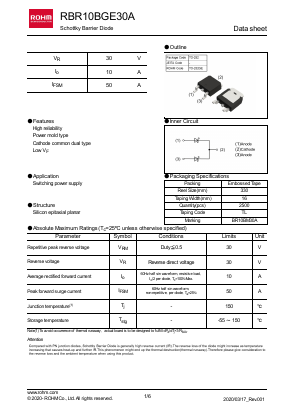 RBR10BGE30A Datasheet PDF ROHM Semiconductor