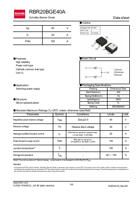 RBR20BGE40A Datasheet PDF ROHM Semiconductor
