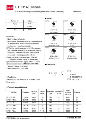 DTC114TE Datasheet PDF ROHM Semiconductor