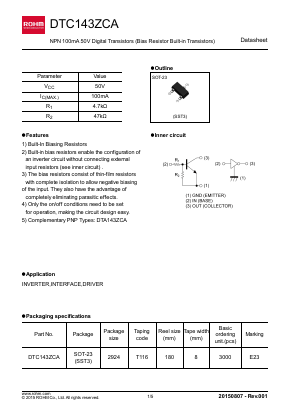 DTC143ZCA Datasheet PDF ROHM Semiconductor
