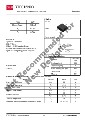 RTF015N03 Datasheet PDF ROHM Semiconductor