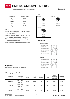 UMB10N Datasheet PDF ROHM Semiconductor