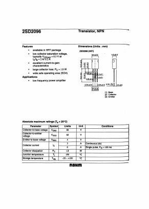 D2096 Datasheet PDF ROHM Semiconductor