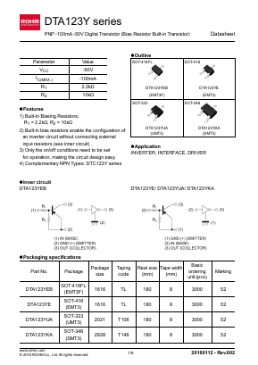 DTA123YETL Datasheet PDF ROHM Semiconductor