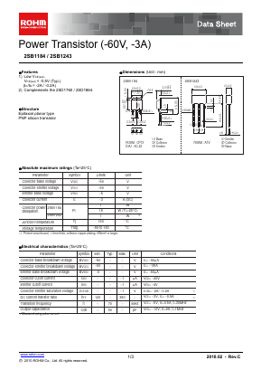 B1243 Datasheet PDF ROHM Semiconductor