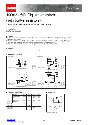 DTC114YE_09 Datasheet PDF ROHM Semiconductor