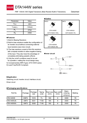 DTA144WETL Datasheet PDF ROHM Semiconductor