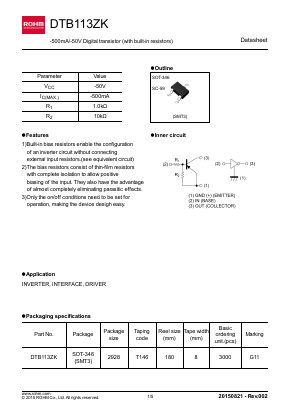 DTB113ZK Datasheet PDF ROHM Semiconductor