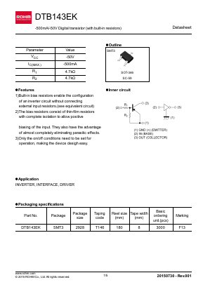 DTB143EK Datasheet PDF ROHM Semiconductor