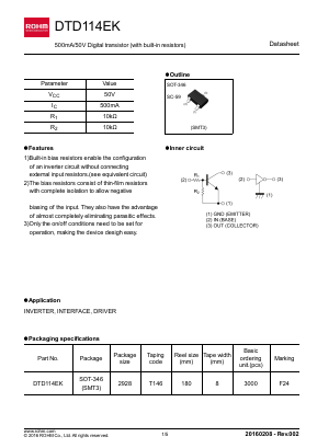DTD114EK Datasheet PDF ROHM Semiconductor