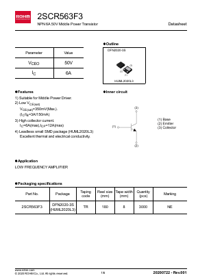 2SCR563F3TR Datasheet PDF ROHM Semiconductor