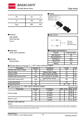 BAS40-04HYT116 Datasheet PDF ROHM Semiconductor