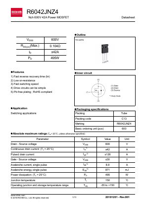 R6042JNZ4 Datasheet PDF ROHM Semiconductor