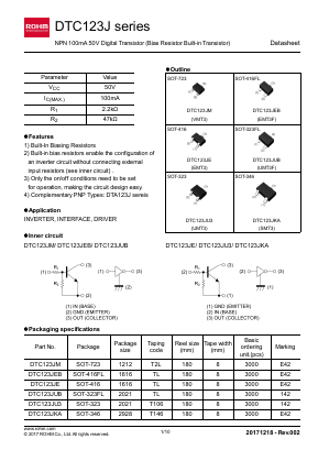 DTC123JETL Datasheet PDF ROHM Semiconductor