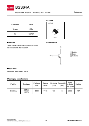 BSS64A Datasheet PDF ROHM Semiconductor