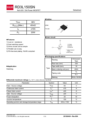 RD3L150SN Datasheet PDF ROHM Semiconductor