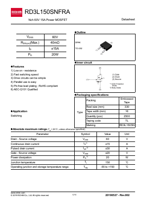 RD3L150SNFRA Datasheet PDF ROHM Semiconductor