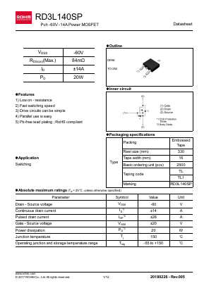 RD3L140SP Datasheet PDF ROHM Semiconductor