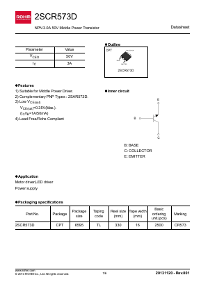 2SCR573D Datasheet PDF ROHM Semiconductor