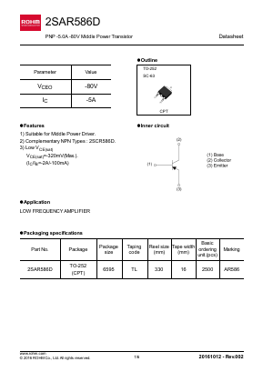 2SAR586D Datasheet PDF ROHM Semiconductor