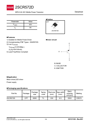 2SCR572D Datasheet PDF ROHM Semiconductor