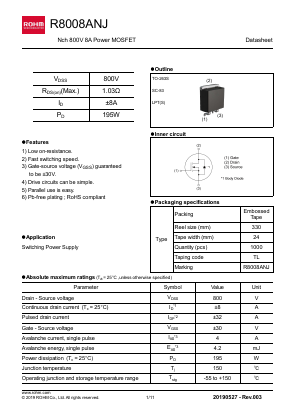 R8008ANJ Datasheet PDF ROHM Semiconductor