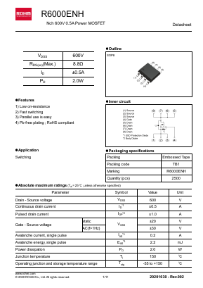 R6000ENH Datasheet PDF ROHM Semiconductor