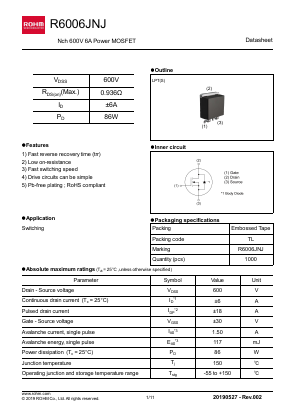 R6006JNJ Datasheet PDF ROHM Semiconductor