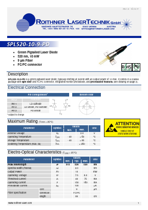 SPL520-10-9-PD Datasheet PDF Roithner LaserTechnik GmbH