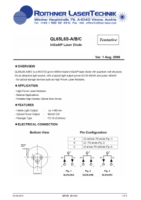 QL65L6S-C Datasheet PDF Roithner LaserTechnik GmbH